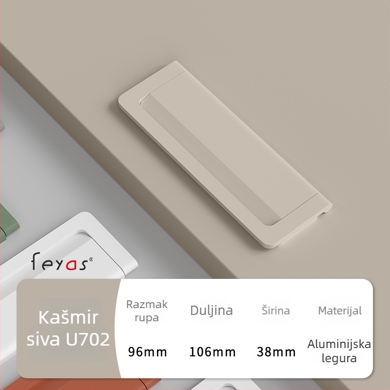 Drška za ladicu - aluminijska legura, sprej premaz, moderan minimalistički stil, model 5300, za ladice i ormare za cipele, bez rupa, skrivena ručica