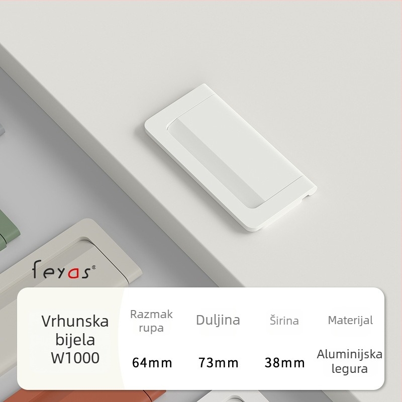 Drška za ladicu - aluminijska legura, sprej premaz, moderan minimalistički stil, model 5300, za ladice i ormare za cipele, bez rupa, skrivena ručica