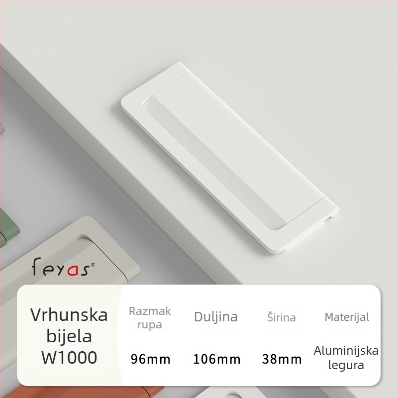 Drška za ladicu - aluminijska legura, sprej premaz, moderan minimalistički stil, model 5300, za ladice i ormare za cipele, bez rupa, skrivena ručica