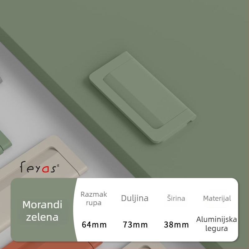 Drška za ladicu - aluminijska legura, sprej premaz, moderan minimalistički stil, model 5300, za ladice i ormare za cipele, bez rupa, skrivena ručica
