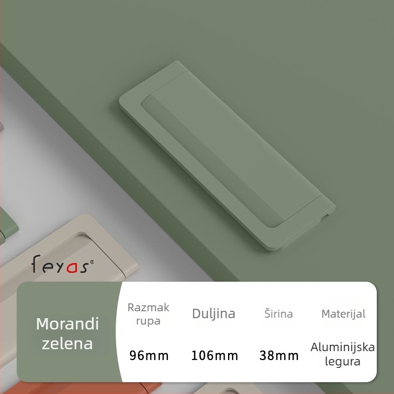 Drška za ladicu - aluminijska legura, sprej premaz, moderan minimalistički stil, model 5300, za ladice i ormare za cipele, bez rupa, skrivena ručica