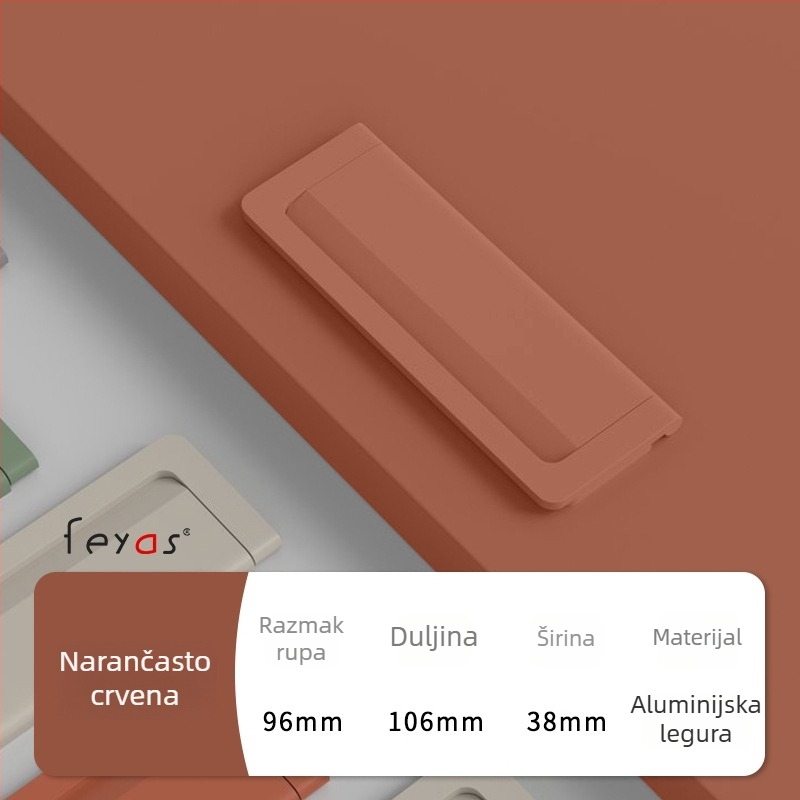 Drška za ladicu - aluminijska legura, sprej premaz, moderan minimalistički stil, model 5300, za ladice i ormare za cipele, bez rupa, skrivena ručica