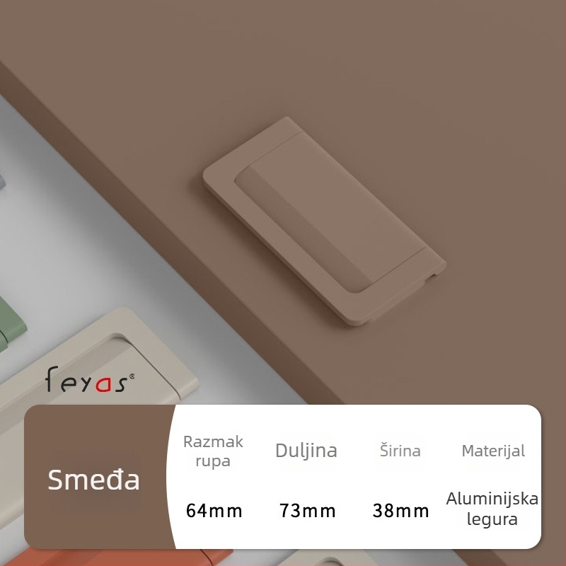 Drška za ladicu - aluminijska legura, sprej premaz, moderan minimalistički stil, model 5300, za ladice i ormare za cipele, bez rupa, skrivena ručica