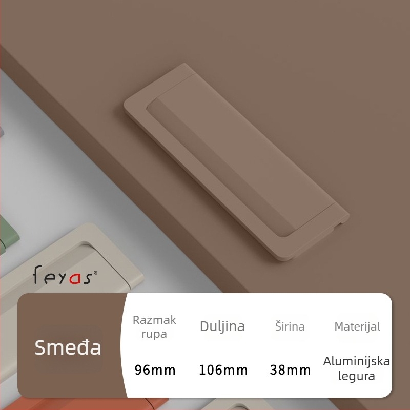 Drška za ladicu - aluminijska legura, sprej premaz, moderan minimalistički stil, model 5300, za ladice i ormare za cipele, bez rupa, skrivena ručica