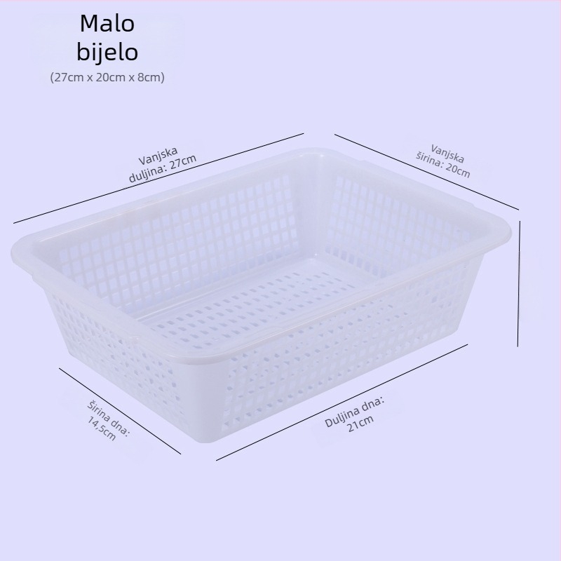 Koš za pohranu, debeli plastični, pravokutni s odvodnim otvorom (Model P8011, Materijal: Plastika, Stil: Moderna jednostavnost)