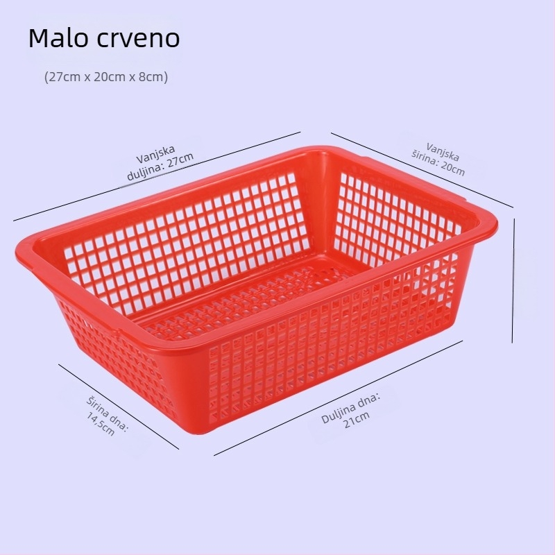 Koš za pohranu, debeli plastični, pravokutni s odvodnim otvorom (Model P8011, Materijal: Plastika, Stil: Moderna jednostavnost)