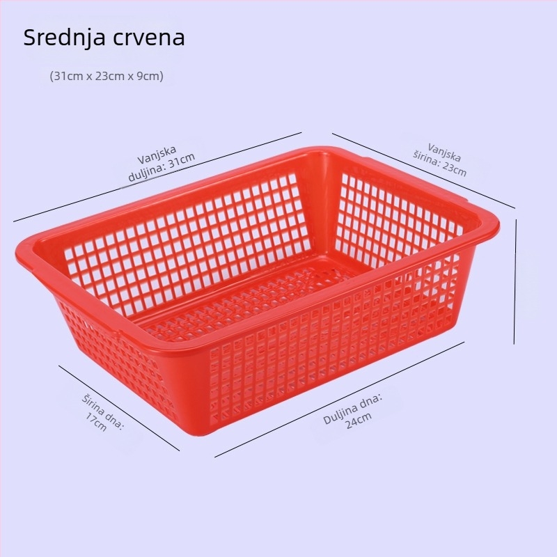 Koš za pohranu, debeli plastični, pravokutni s odvodnim otvorom (Model P8011, Materijal: Plastika, Stil: Moderna jednostavnost)