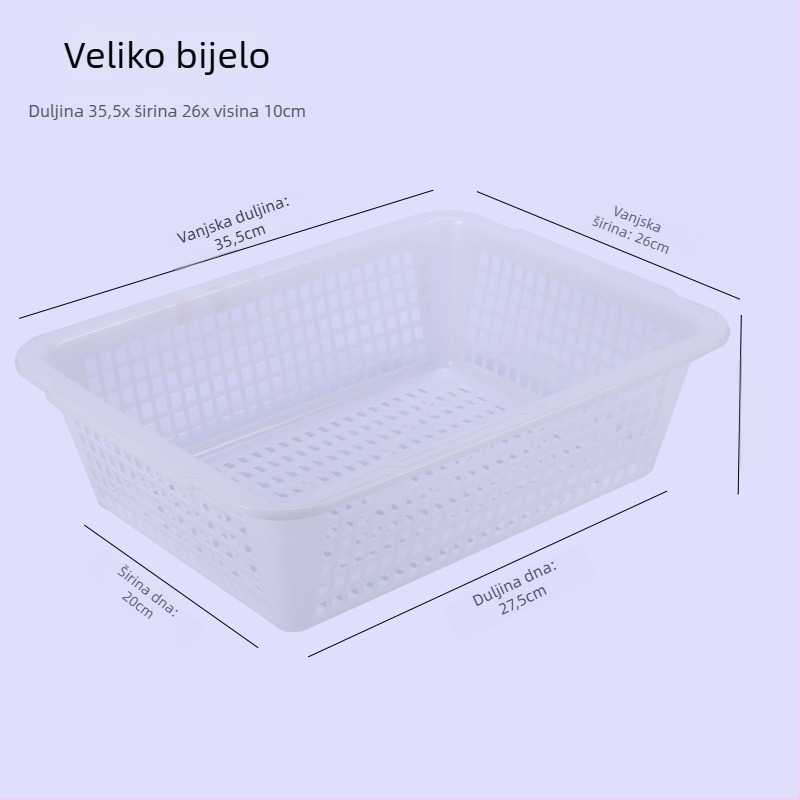 Koš za pohranu, debeli plastični, pravokutni s odvodnim otvorom (Model P8011, Materijal: Plastika, Stil: Moderna jednostavnost)