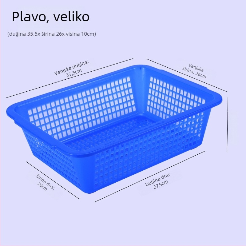 Koš za pohranu, debeli plastični, pravokutni s odvodnim otvorom (Model P8011, Materijal: Plastika, Stil: Moderna jednostavnost)