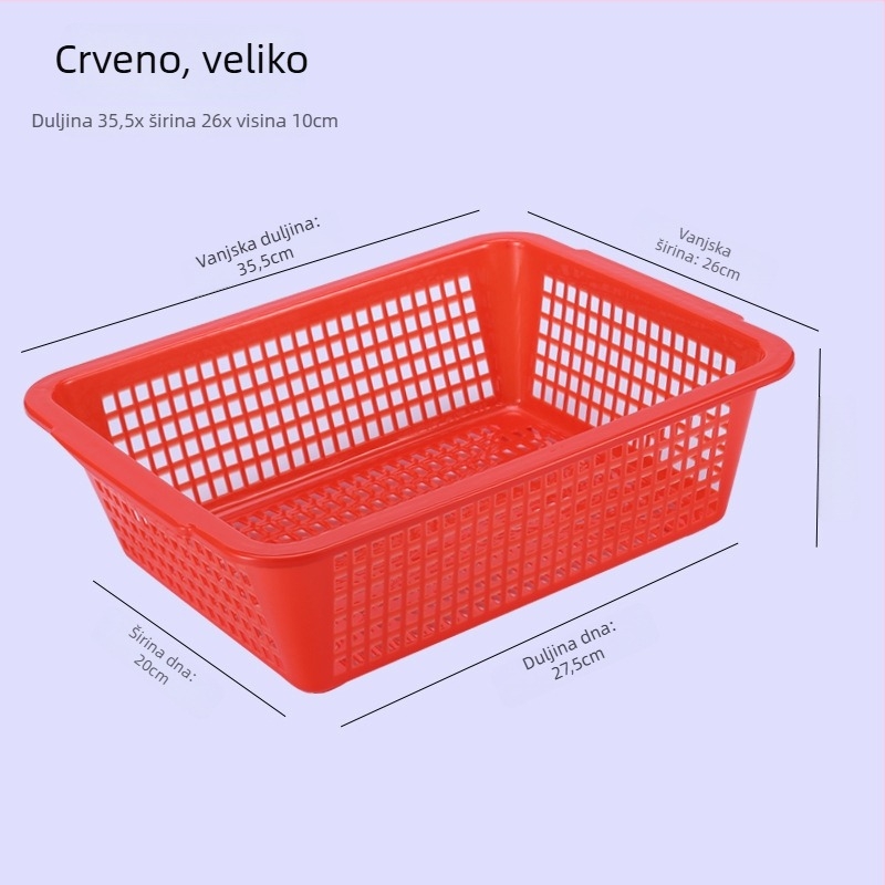 Koš za pohranu, debeli plastični, pravokutni s odvodnim otvorom (Model P8011, Materijal: Plastika, Stil: Moderna jednostavnost)