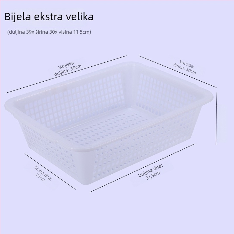 Koš za pohranu, debeli plastični, pravokutni s odvodnim otvorom (Model P8011, Materijal: Plastika, Stil: Moderna jednostavnost)