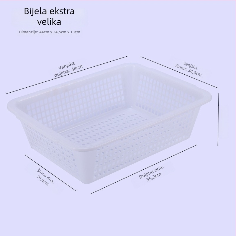 Koš za pohranu, debeli plastični, pravokutni s odvodnim otvorom (Model P8011, Materijal: Plastika, Stil: Moderna jednostavnost)