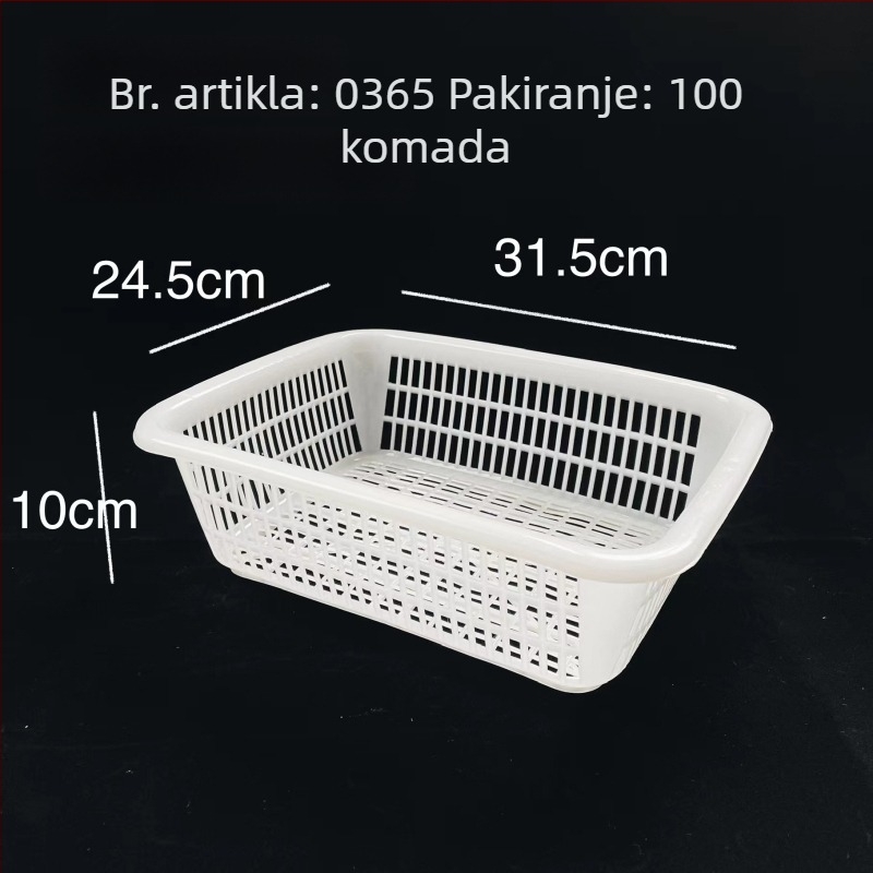 Plastična košara za skladištenje s kvadratnim cjedilom i odvodom, model 0361, PE materijal