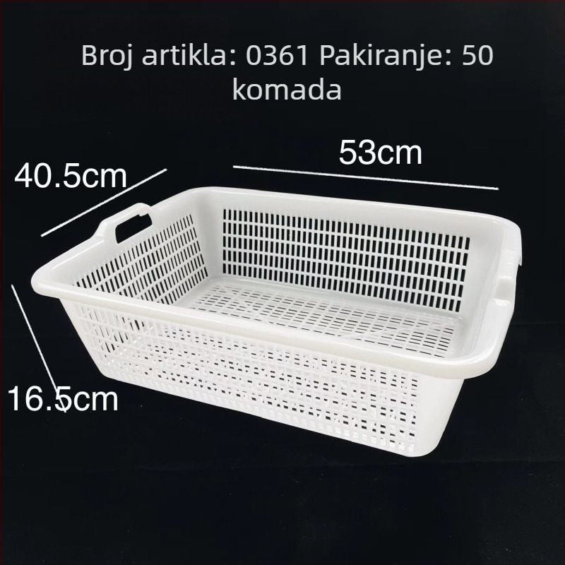 Plastična košara za skladištenje s kvadratnim cjedilom i odvodom, model 0361, PE materijal