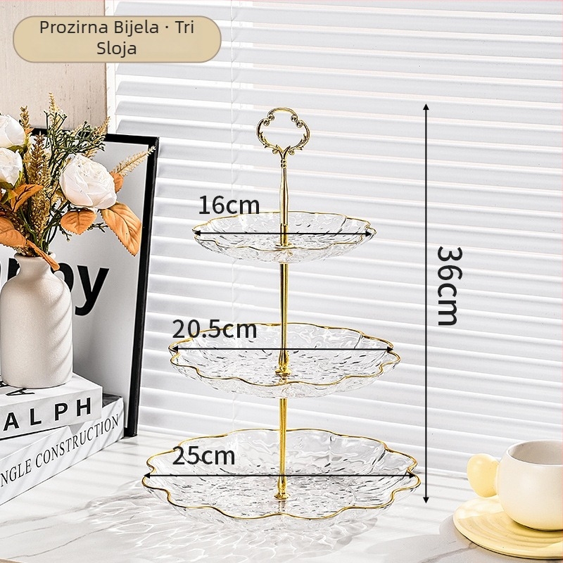 Plastični pladanj za voće s zlatnim obrubom, dizajn vala vode, nordijsko europski stil