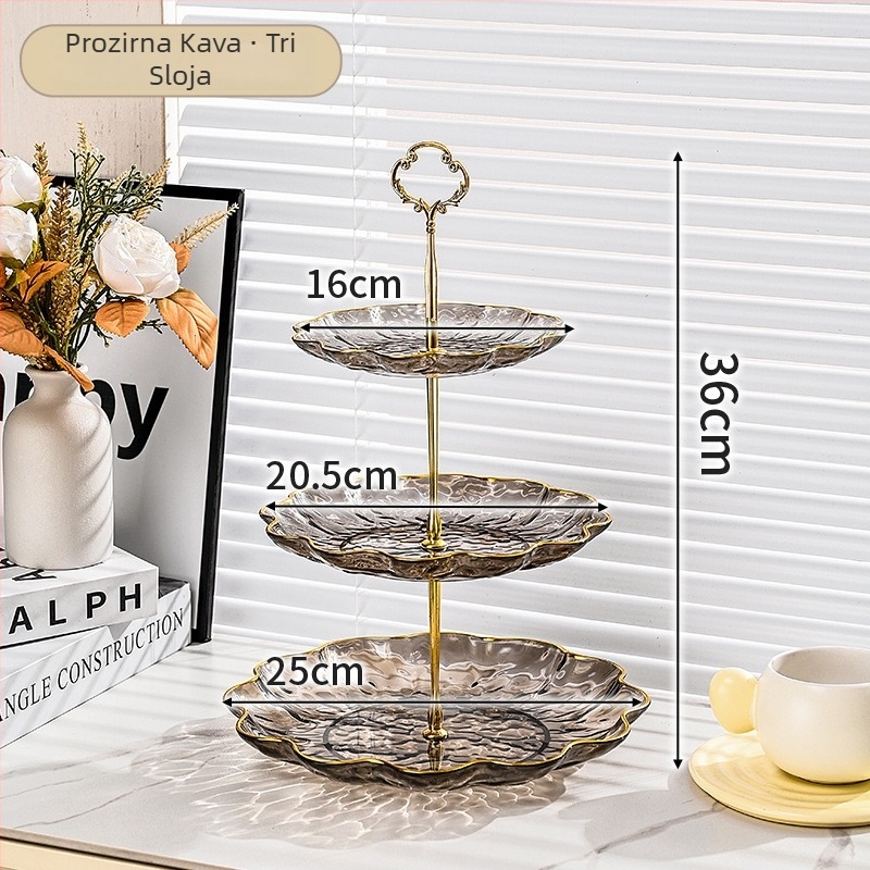Plastični pladanj za voće s zlatnim obrubom, dizajn vala vode, nordijsko europski stil