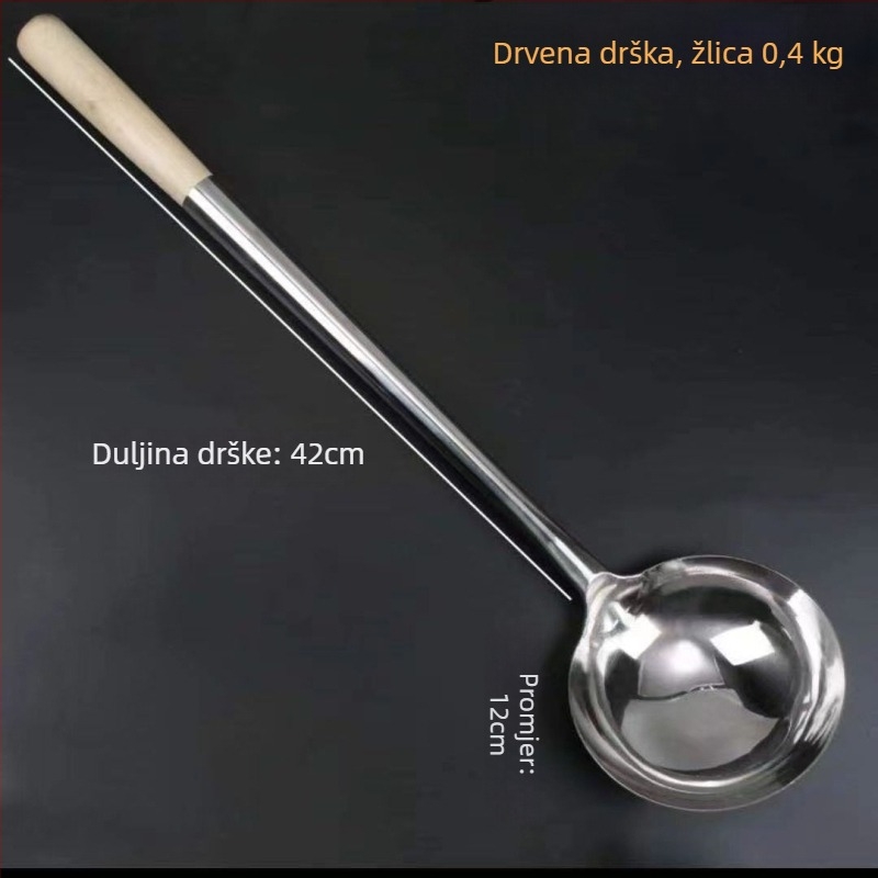 Decai nehrđajući čelik špachtla za prženje s drvenom drškom, zaštita od opeklina, moderni minimalistički dizajn