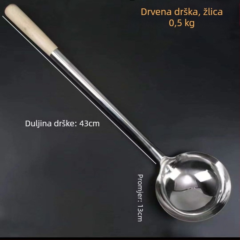 Decai nehrđajući čelik špachtla za prženje s drvenom drškom, zaštita od opeklina, moderni minimalistički dizajn