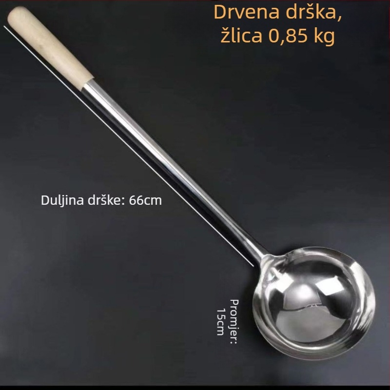 Decai nehrđajući čelik špachtla za prženje s drvenom drškom, zaštita od opeklina, moderni minimalistički dizajn