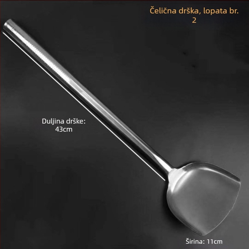 Decai nehrđajući čelik špachtla za prženje s drvenom drškom, zaštita od opeklina, moderni minimalistički dizajn