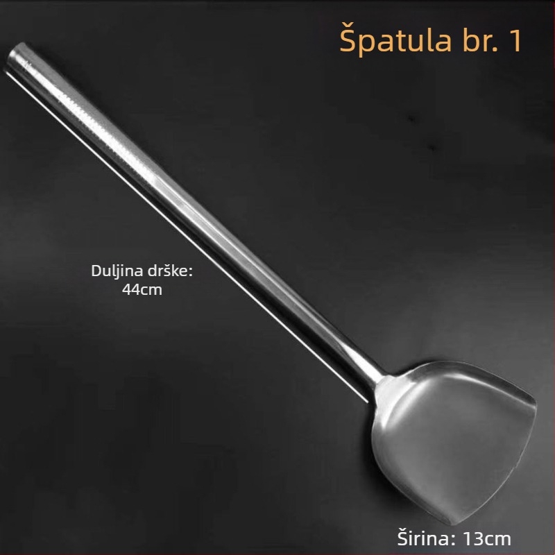 Decai nehrđajući čelik špachtla za prženje s drvenom drškom, zaštita od opeklina, moderni minimalistički dizajn