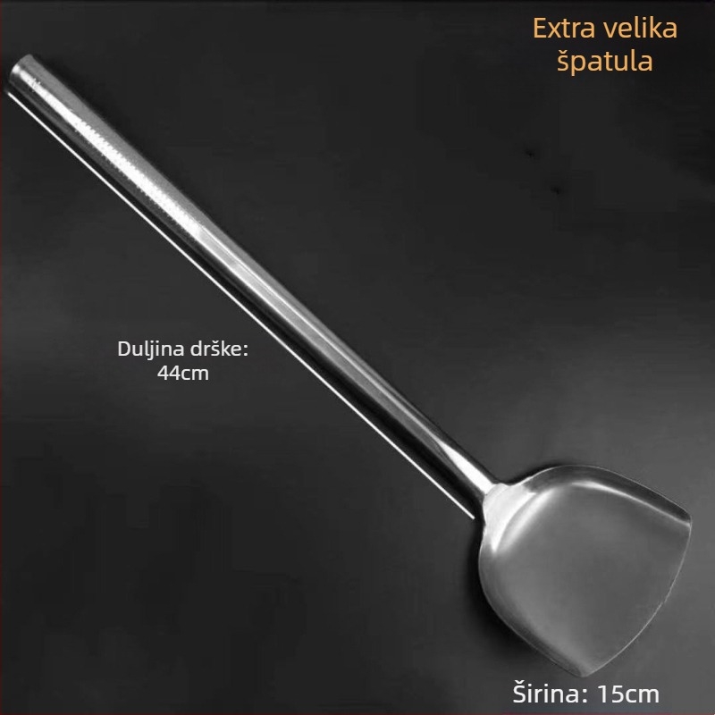 Decai nehrđajući čelik špachtla za prženje s drvenom drškom, zaštita od opeklina, moderni minimalistički dizajn