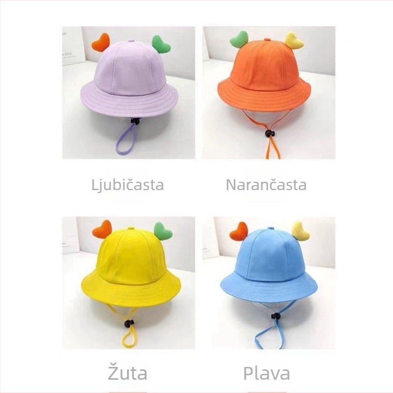 Dječja pamučna bucket kapa – slatki crtani anđeo ribarski stil, prozračna, zaštita od sunca, široki rub, uzrast 2–6 godina