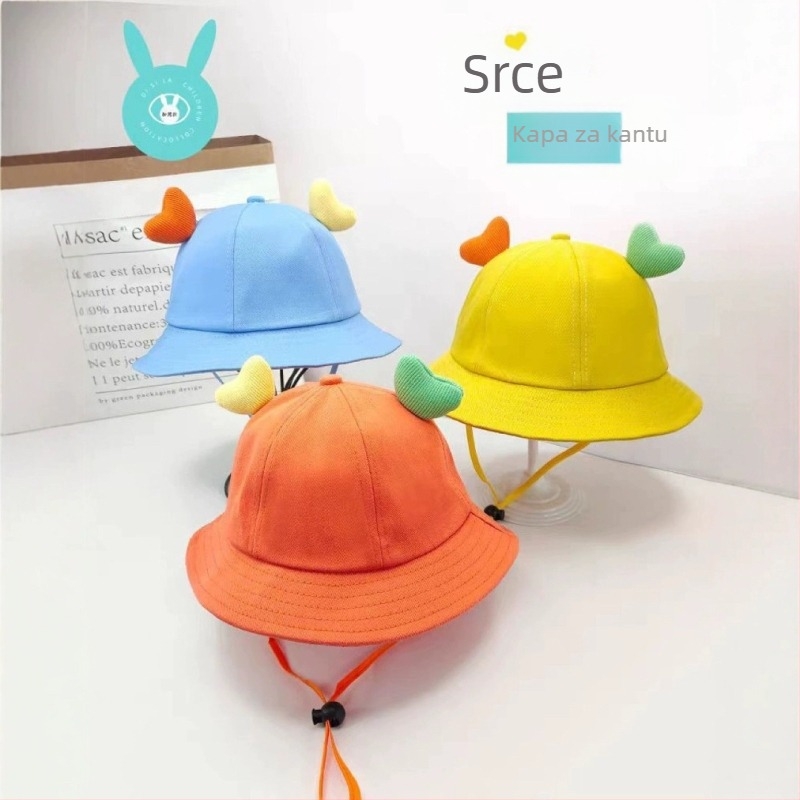 Dječja pamučna bucket kapa – slatki crtani anđeo ribarski stil, prozračna, zaštita od sunca, široki rub, uzrast 2–6 godina
