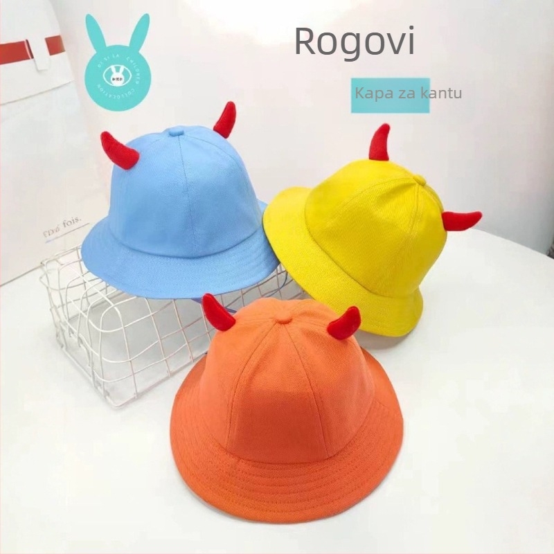 Dječja pamučna bucket kapa – slatki crtani anđeo ribarski stil, prozračna, zaštita od sunca, široki rub, uzrast 2–6 godina
