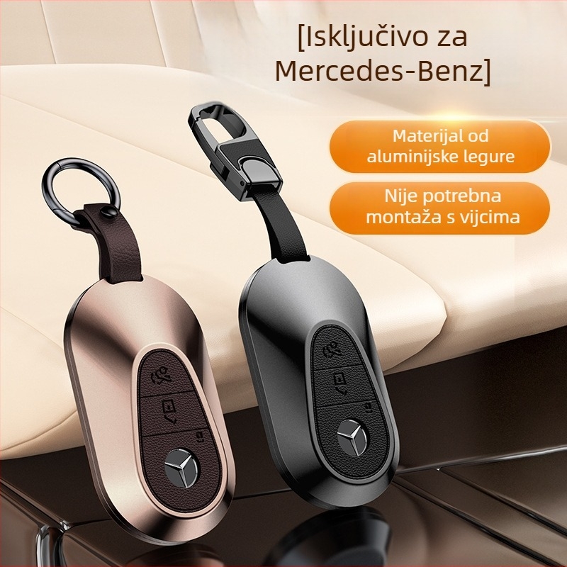 Futrola za ključ Mercedes-Benz, aluminijska legura, poslovni stil, prilagodljiva; kompatibilna s ključevima C200L/C260L, S400L/S450L, E300L.