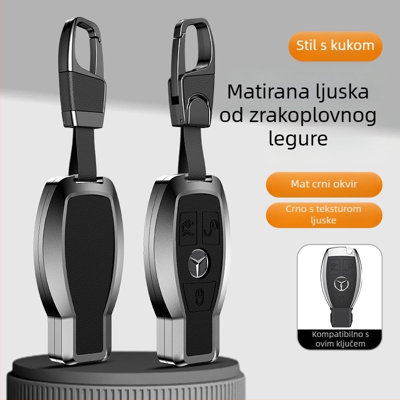 Futrola za ključ Mercedes-Benz, aluminijska legura, poslovni stil, prilagodljiva; kompatibilna s ključevima C200L/C260L, S400L/S450L, E300L.