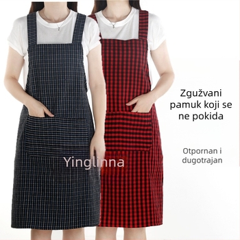 Pregača - korejskog stila, bez rukava, pamuk-lan materijal, otporna na prljavštinu, kuhinjsko radno odijelo