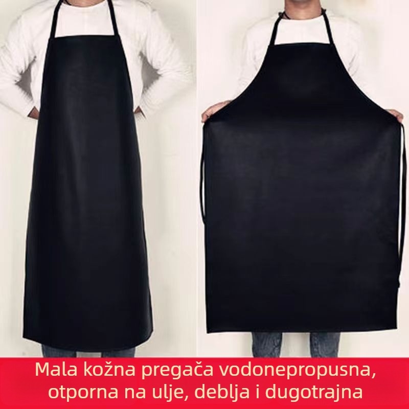 Kožna pregača bez rukava s flis postavom, vodootporna i otporna na ulje, moderan minimalistički stil, jednofarbni dizajn