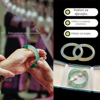 Narukvica od prirodnog afričkog smaragda i Dulong jadea, dizajn plivajućih cvjetova, privjesak