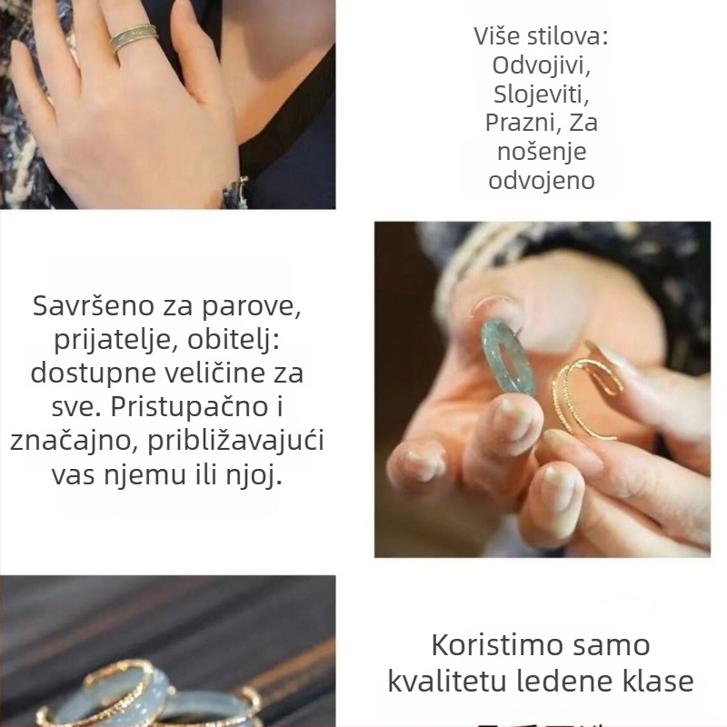 Prsten od žada s pozlaćenjem, ručna izrada, unisex, visokokvalitetni žad, proljeće 2024