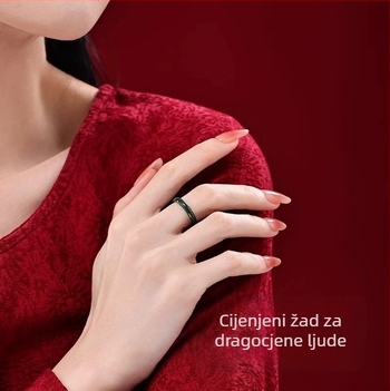 Nefritni prsten — ručna izrada, unisex, geometrijski oblik
