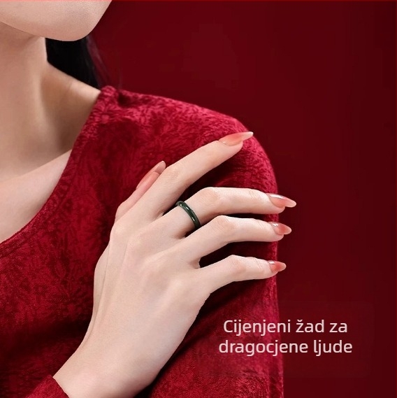 Nefritni prsten — ručna izrada, unisex, geometrijski oblik