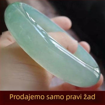 Narukvica od jadeita, ledeno zelena, prirodna svijetlozelena, s certifikatom