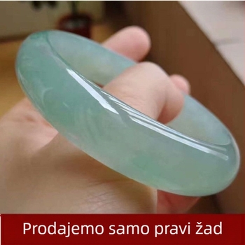 Narukvica od jadeita, ledeno zelena, prirodna svijetlozelena, s certifikatom