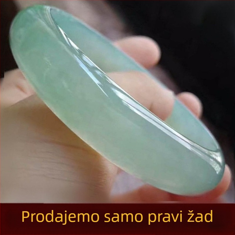 Narukvica od jadeita, ledeno zelena, prirodna svijetlozelena, s certifikatom