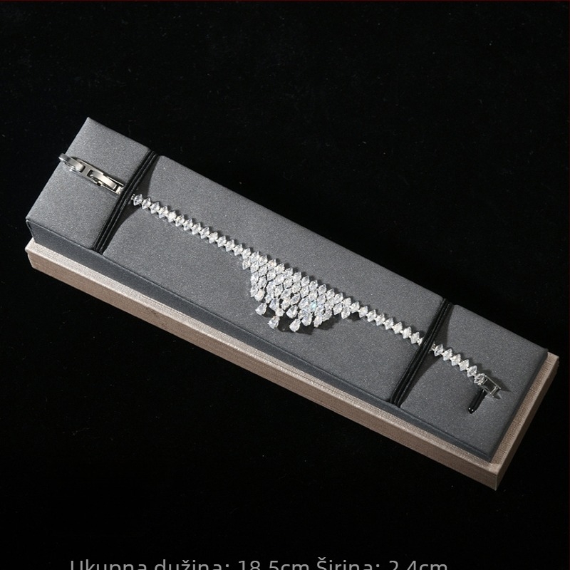 Komplet nakita s cirkonijem, elektroplatiranje – uključuje naušnice, ogrlicu i ručni dodatak, privjesak od cirkonija, lanac u obliku slova O