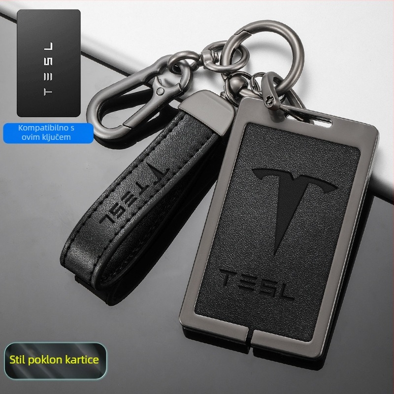 Tesla Model 3 kućište za karticu ključa - cinkova legura + koža, jednostavan stil, prilagodljiv