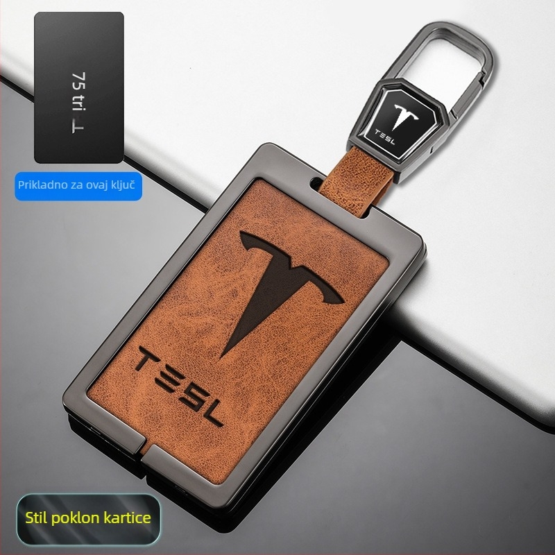 Tesla Model 3 kućište za karticu ključa - cinkova legura + koža, jednostavan stil, prilagodljiv