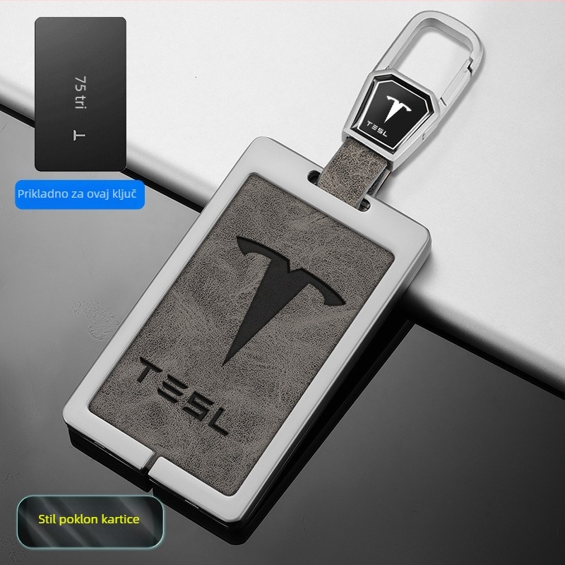 Tesla Model 3 kućište za karticu ključa - cinkova legura + koža, jednostavan stil, prilagodljiv