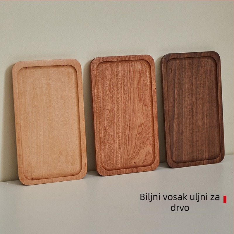 Japanski stil ovalni drveni pladanj, masivno drvo, moderni minimalistički stil, površina ručno crtana, tiskani logo, prilagodljiv