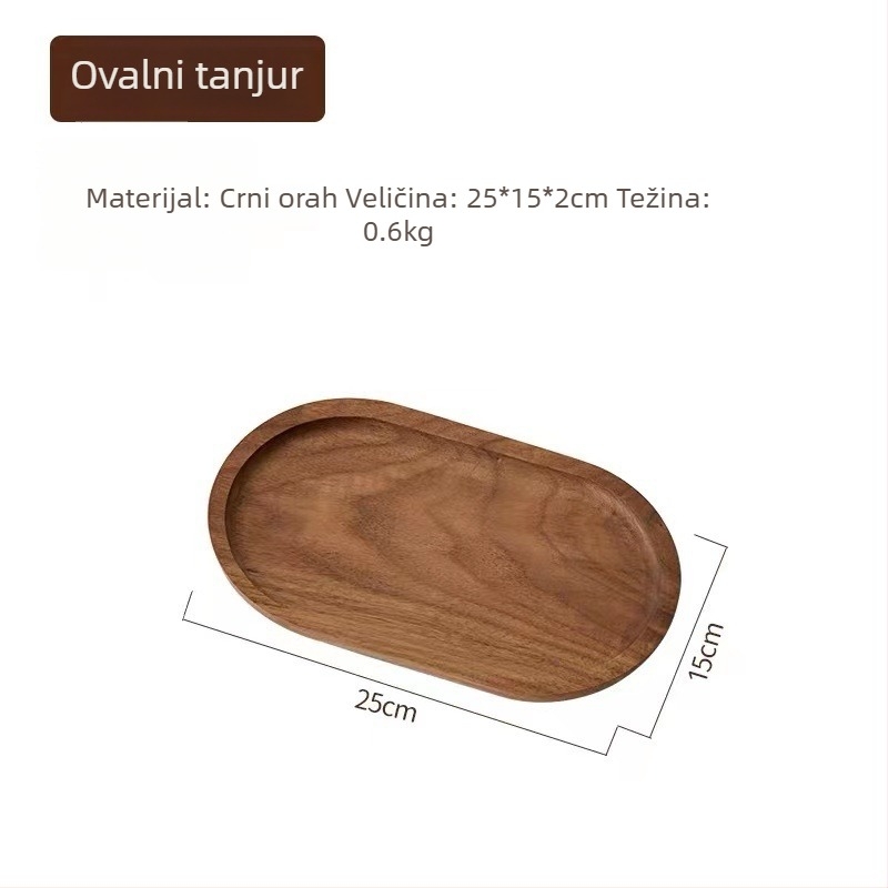 Japanski stil ovalni drveni pladanj, masivno drvo, moderni minimalistički stil, površina ručno crtana, tiskani logo, prilagodljiv