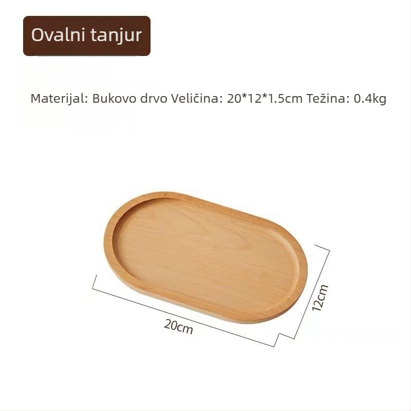 Japanski stil ovalni drveni pladanj, masivno drvo, moderni minimalistički stil, površina ručno crtana, tiskani logo, prilagodljiv