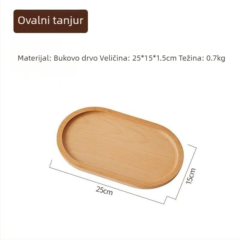 Japanski stil ovalni drveni pladanj, masivno drvo, moderni minimalistički stil, površina ručno crtana, tiskani logo, prilagodljiv