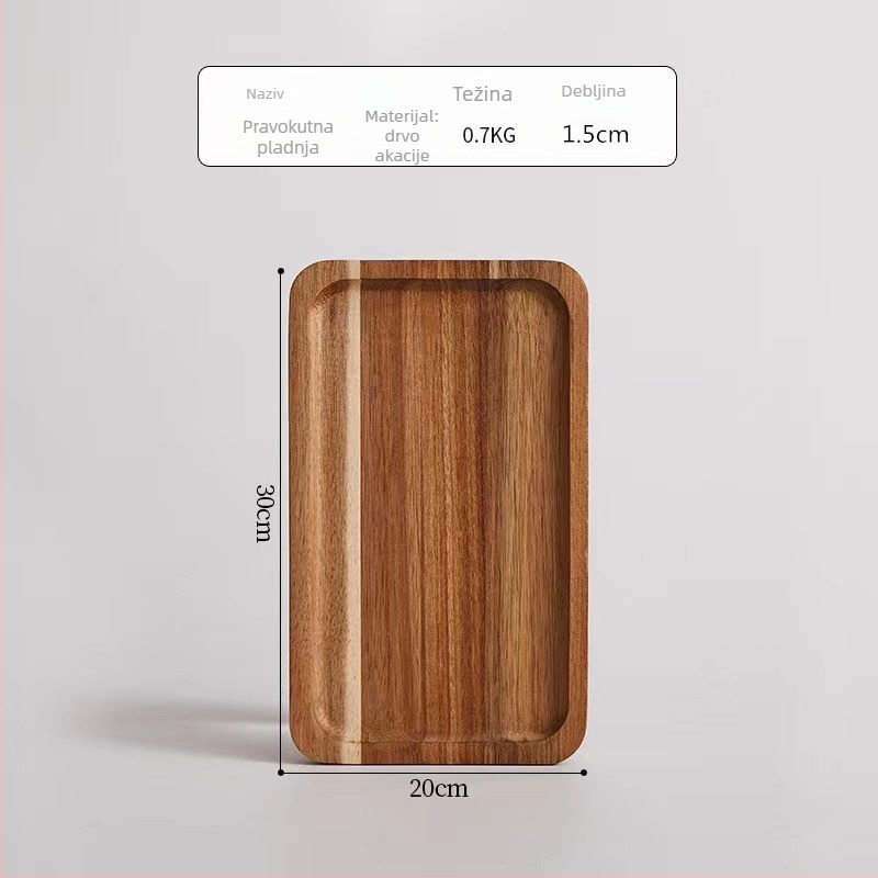 Japanski stil ovalni drveni pladanj, masivno drvo, moderni minimalistički stil, površina ručno crtana, tiskani logo, prilagodljiv