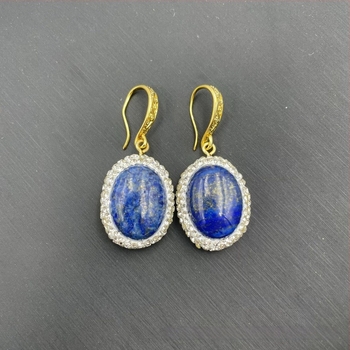 Bakreni osnovni skup nakita: privjesak od lapis lazuli, dijamantno ugradnja, lanac s uzorkom vodnih valova – trodjelni set s naušnicama i ogrlicom